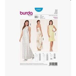 Burda Sewing Pattern 6942 Sleeveless Dress Evening Gown Misses Size 6-18